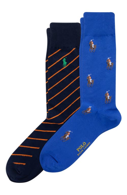 Polo Ralph Lauren Assorted 2-pack Pony Stripe Crew Socks In Blue