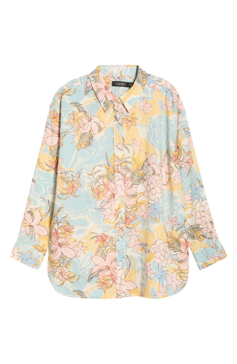 Lauren Ralph Lauren Tissue Linen Shirt, Alternate, color, Cream Mu