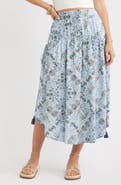 Treasure & Bond Scarf Print Drop Waist Midi Skirt