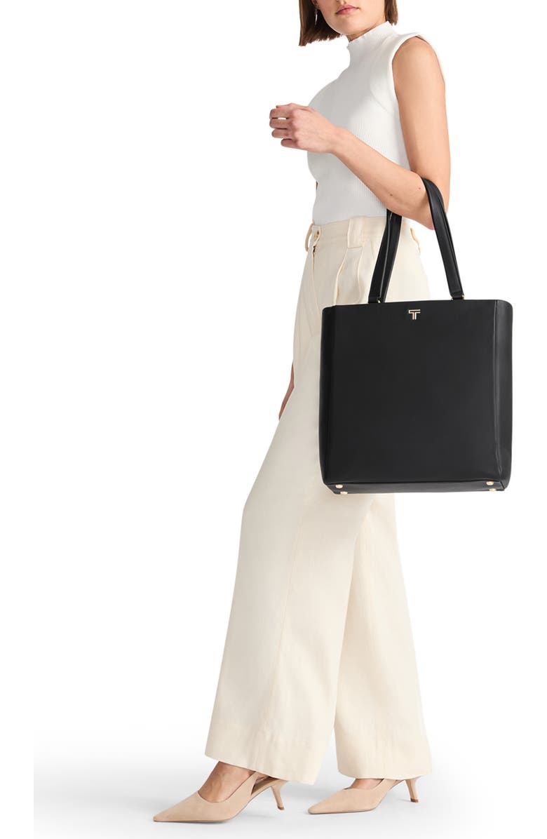 TUMI Vail North/South Leather Tote, Alternate, color, Black/ Light Gold