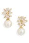 Cubic Zirconia & Faux Pearl Drop Earrings