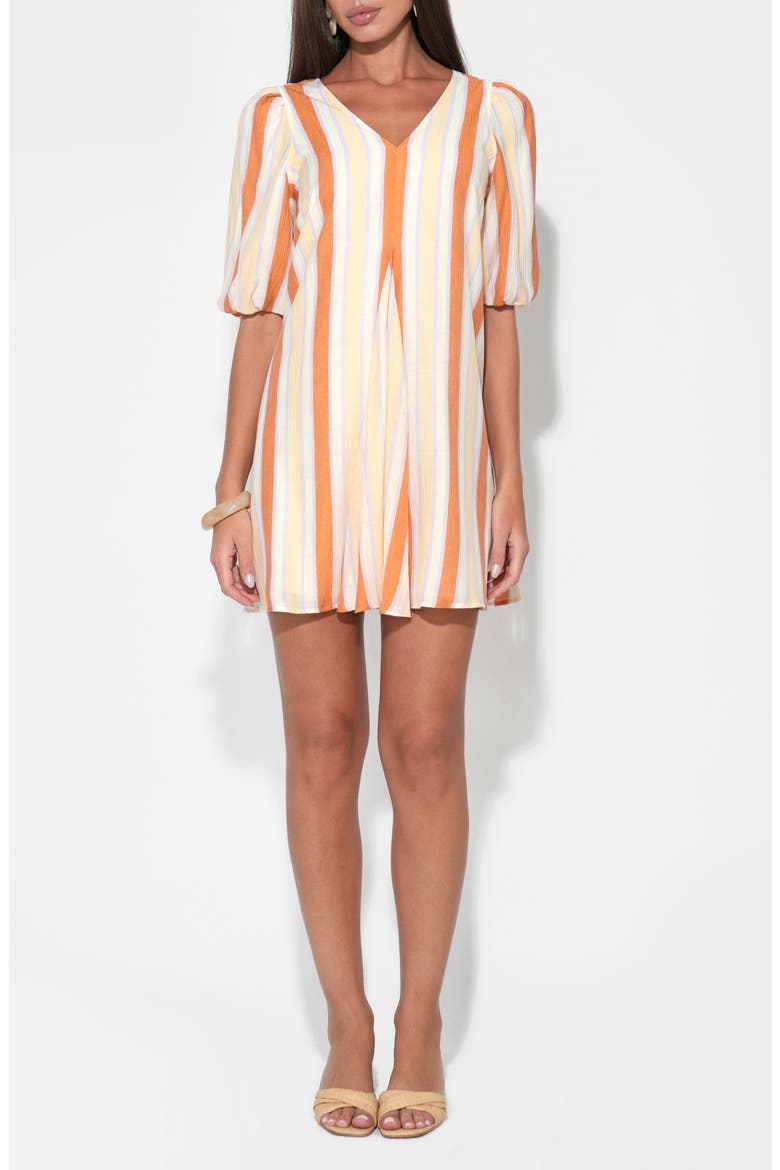 Julianna Stripe Long Sleeve Minidress, Alternate, color, CREAM/ ORANGE