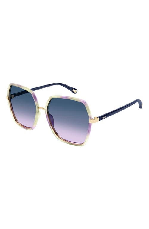Chloé 58mm Gradient Square Sunglasses In Havana