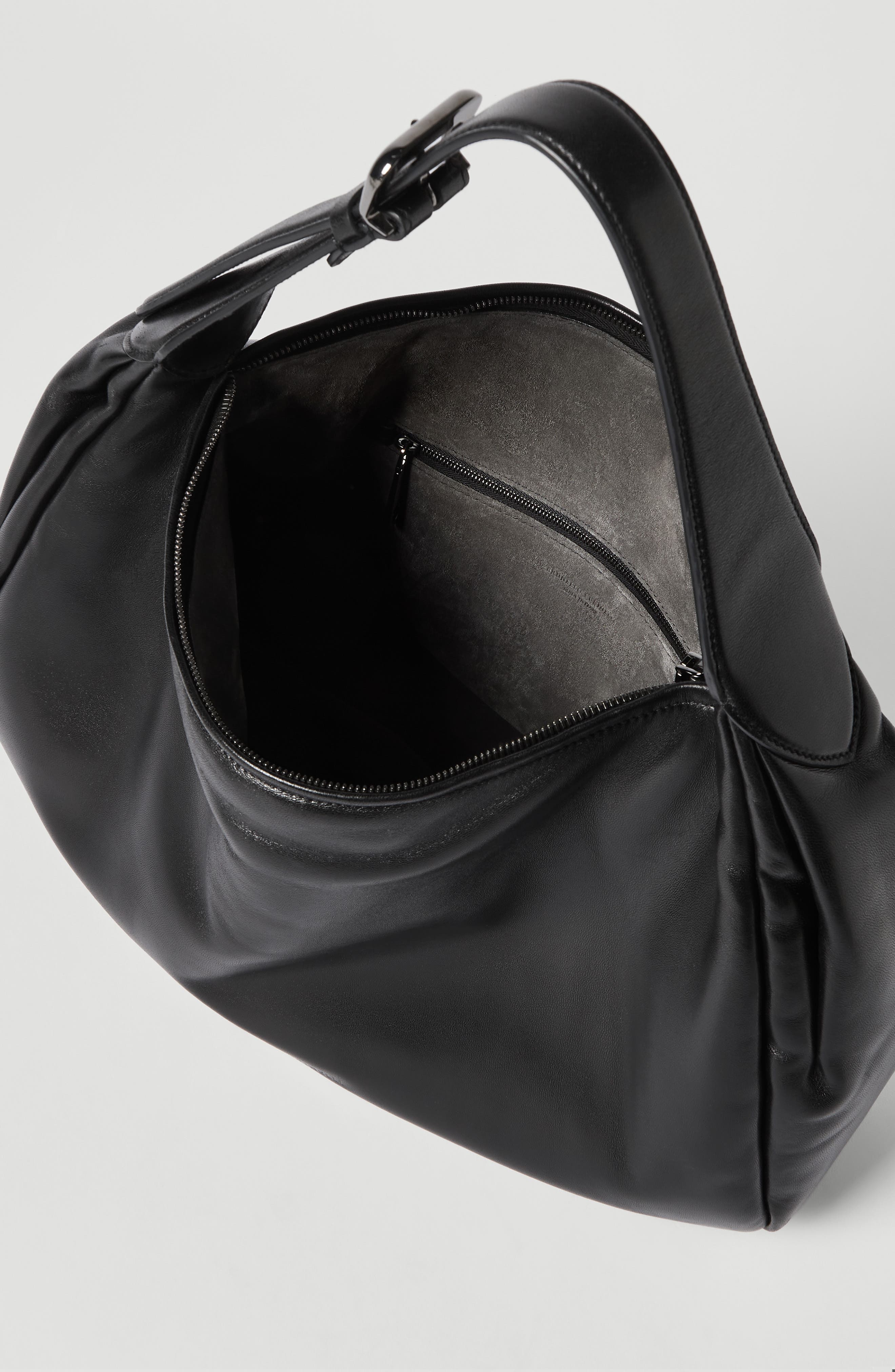 Boule hobo bag in nappa leather, Alternate, color, Black