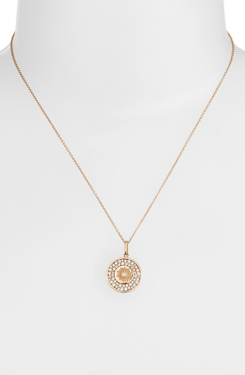 Anzie Classique Mini Milly Diamond Medallion Necklace, Alternate, color, Yellow Gold