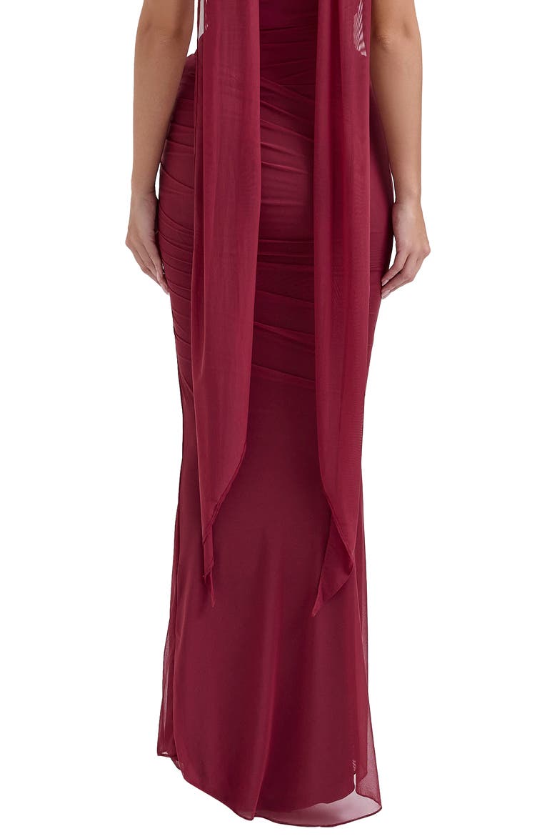 Cassidy Ruched Maxi Skirt, Alternate, color, CABERNET