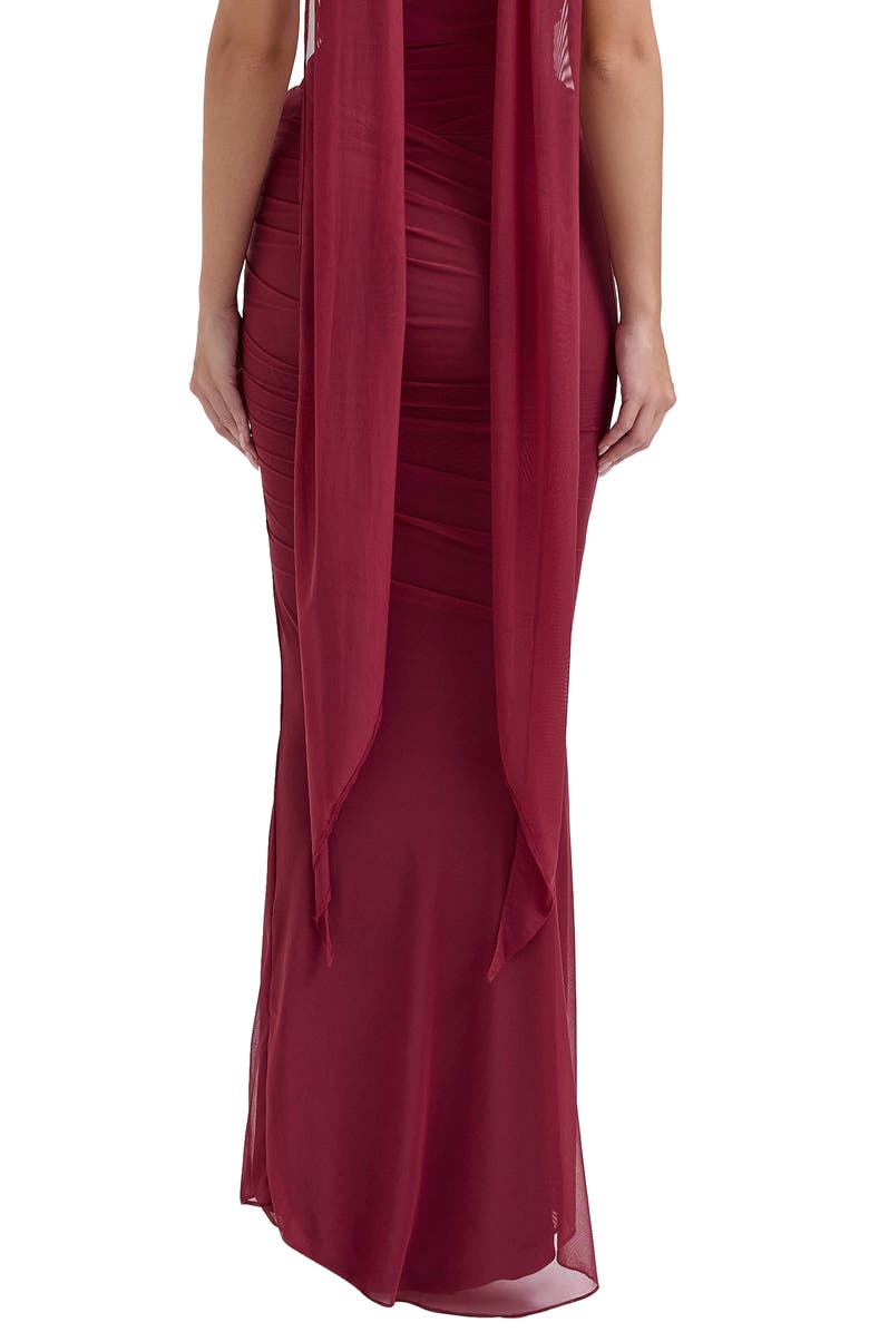 HOUSE OF CB Cassidy Ruched Maxi Skirt, Alternate, color, Cabernet