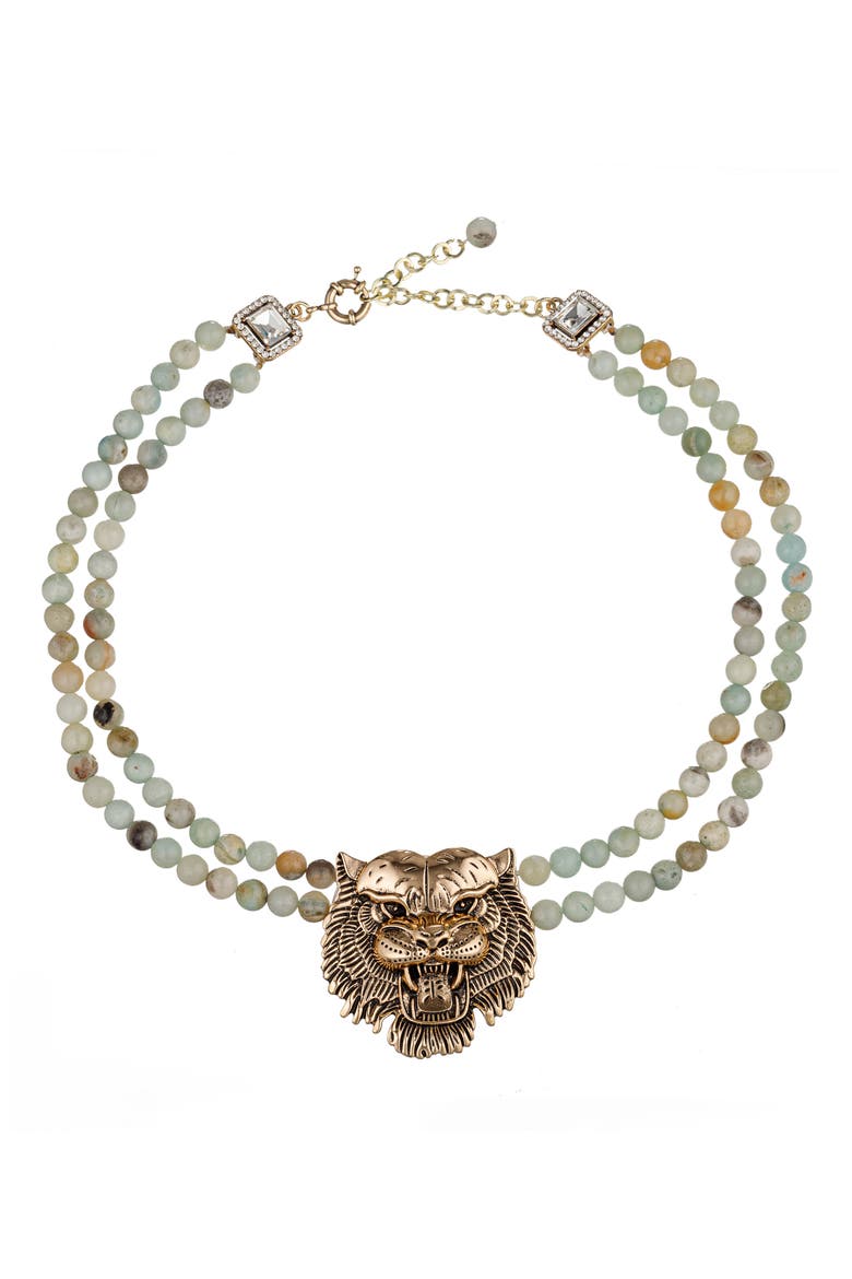 Asal Amazonite Tiger Necklace, Main, color, GOLD
