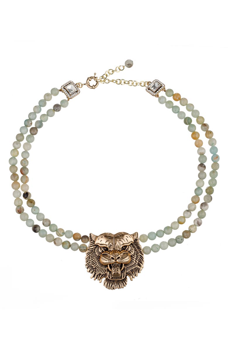 EYE CANDY LOS ANGELES Asal Amazonite Tiger Necklace, Main, color, Gold