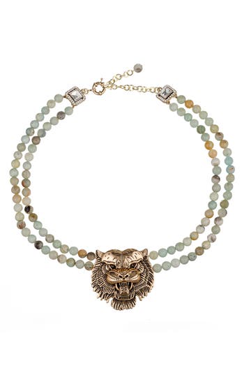 Eye Candy Los Angeles Asal Amazonite Tiger Necklace In Gold