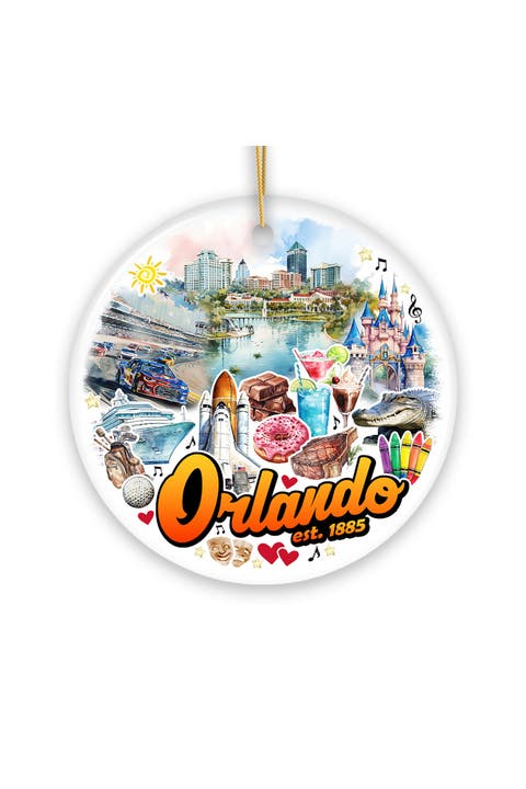 Orlando 1885 Watercolor Landmarks Ornament - Version 1