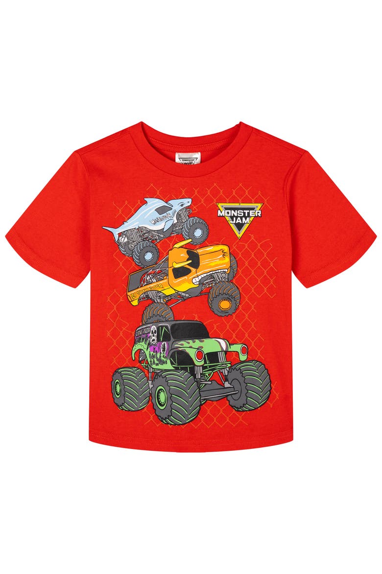 Athletic 2-Piece T-Shirt and Shorts Set, Alternate, color, Monster Jam Red
