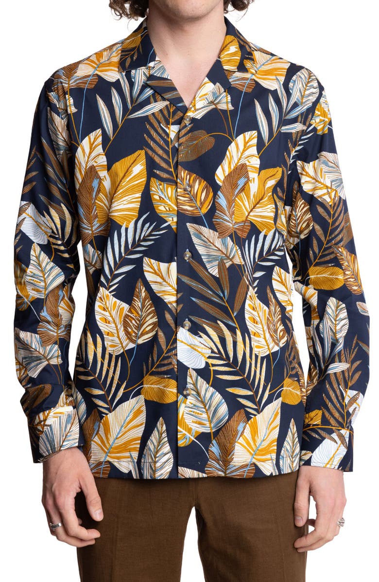 PAISLEY & GRAY Trim Fit Long Sleeve Camp Shirt, Main, color, 