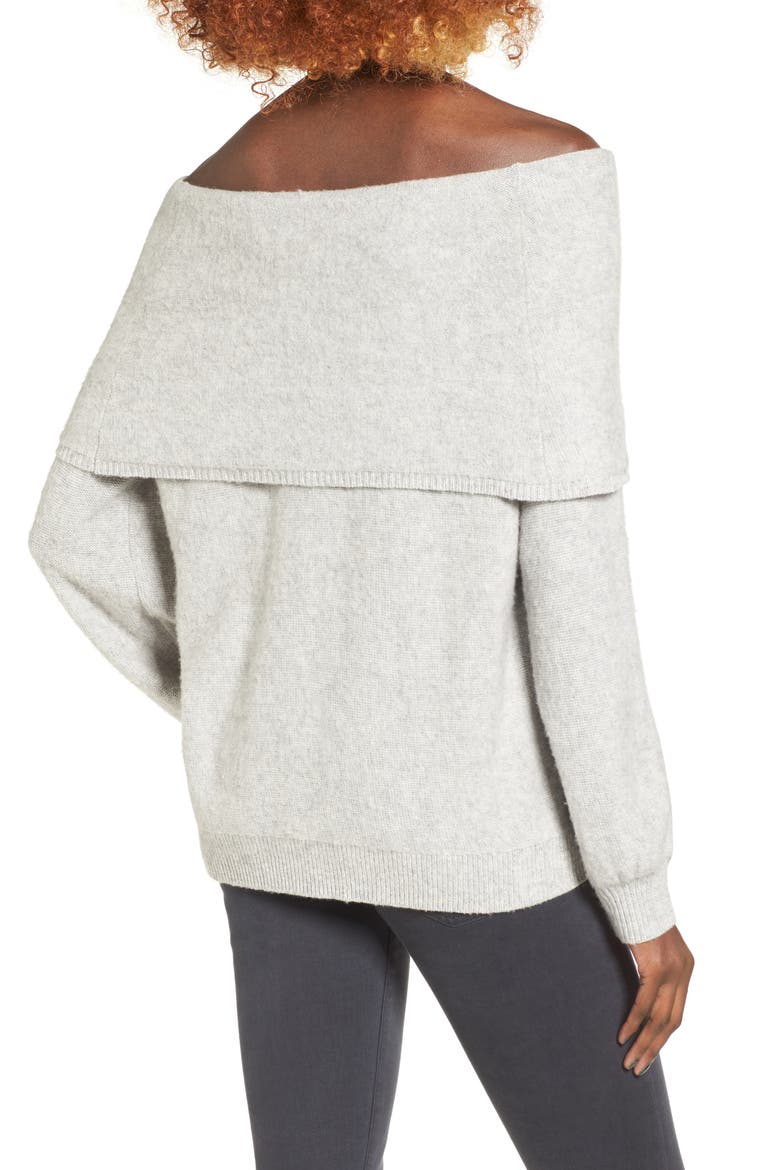 Off the Shoulder Sweater, Alternate, color, GREY MEDIUM HEATHER