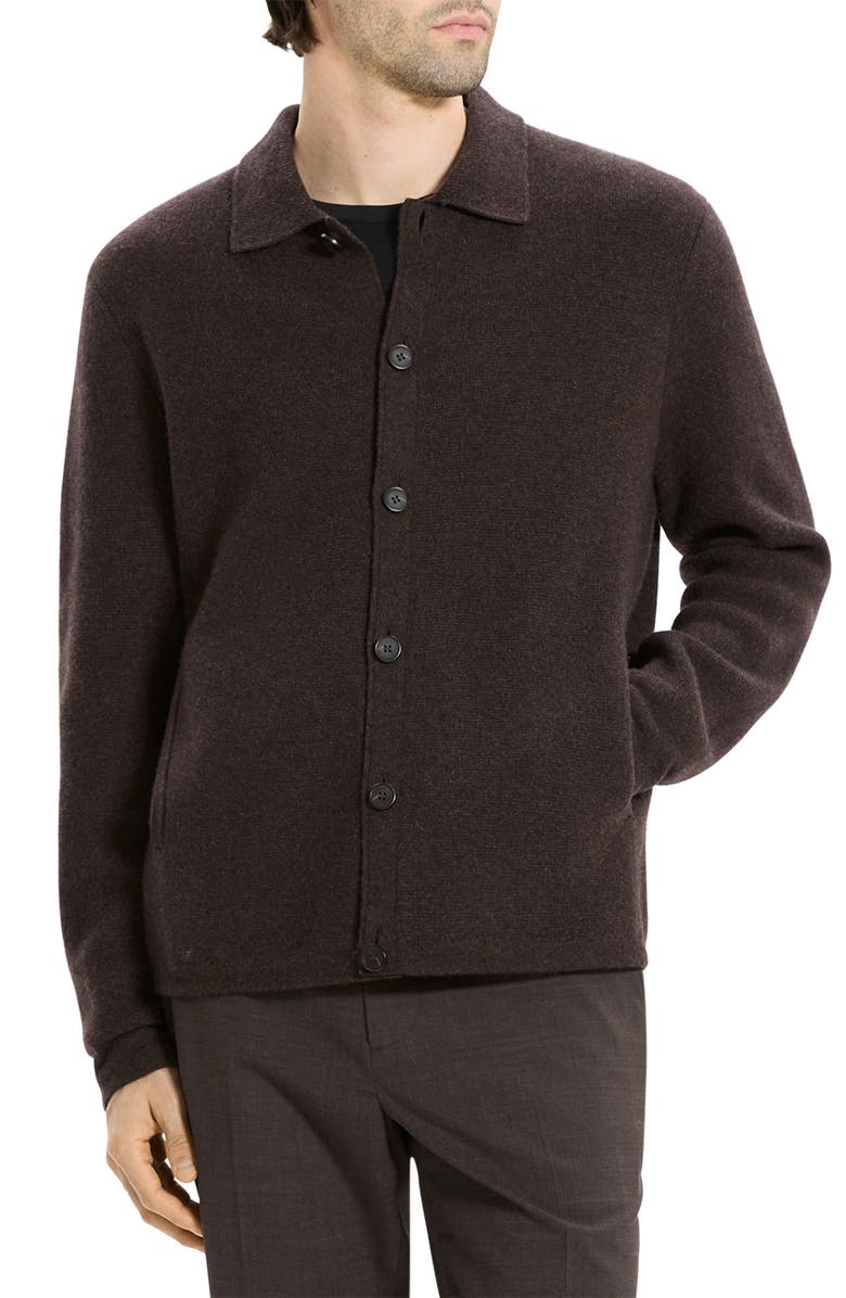 Theory Cameron Cashmere Cardigan, Alternate, color, Brownwood Melange