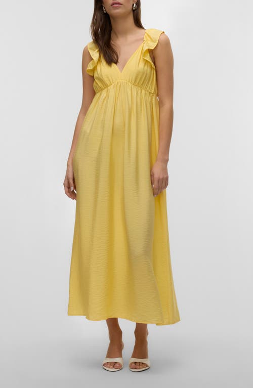 Vero Moda Josie Ruffle Empire Waist Maxi Dress In Pale Banana