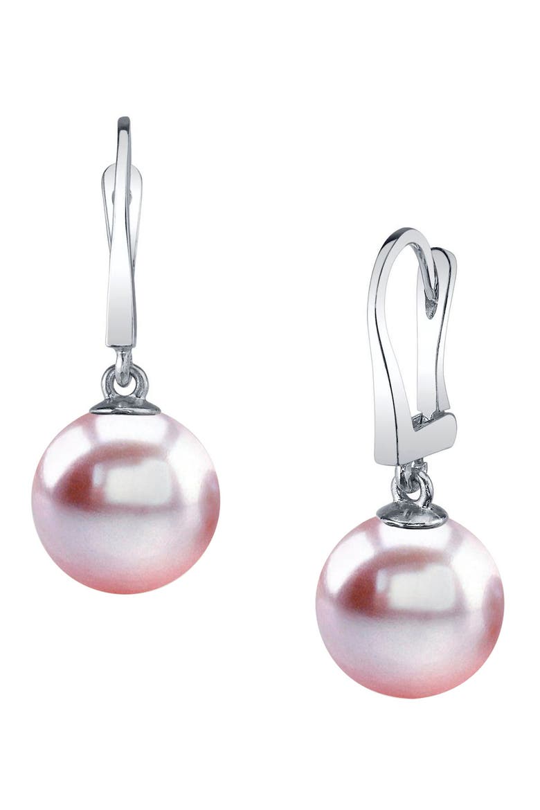 Pink Freshwater Pearl Classic Elegance Earrings, Main, color, White Gold