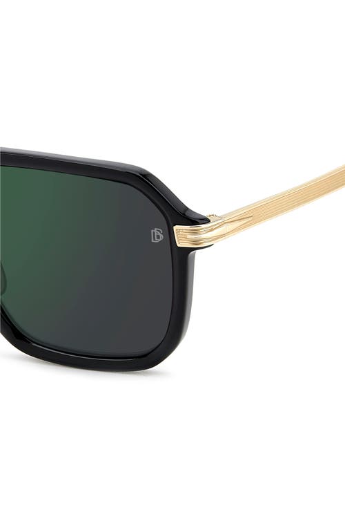 David Beckham Eyewear 56mm Navigator Sunglasses In Black Gold/green Sp