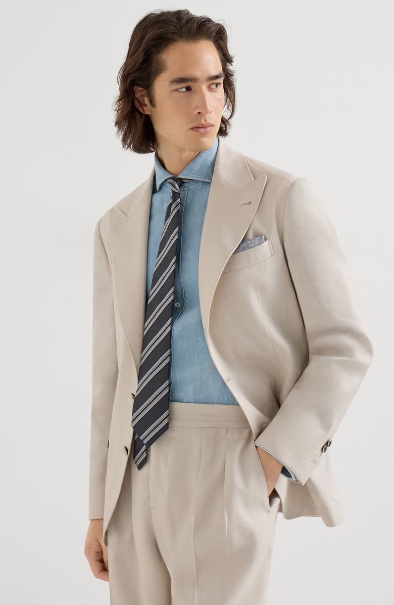 Brunello Cucinelli Blazer with peak lapel, Alternate, color, Buff