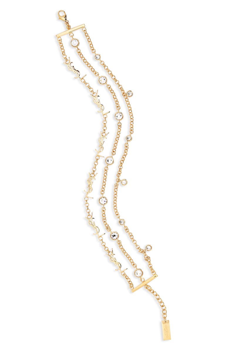 Saint Laurent Cassandre Crystal Multichain Bracelet, Main, color,