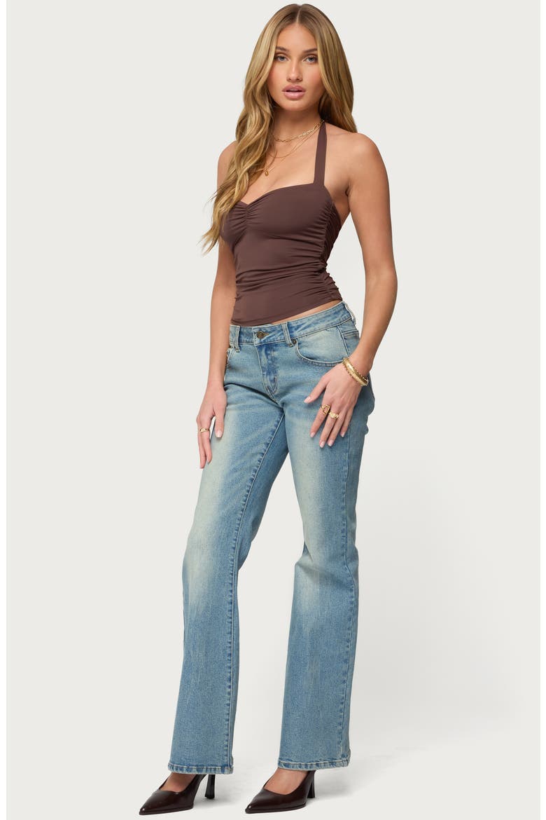 Anael Ruched Halter Top, Alternate, color, BROWN