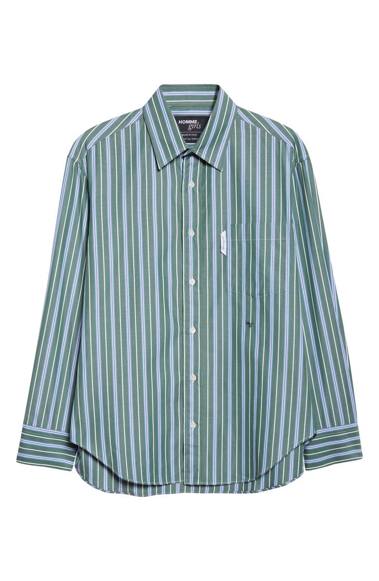 Hommegirls Stripe Oxford Button-Up Shirt, Alternate, color, Green Porto Stripe