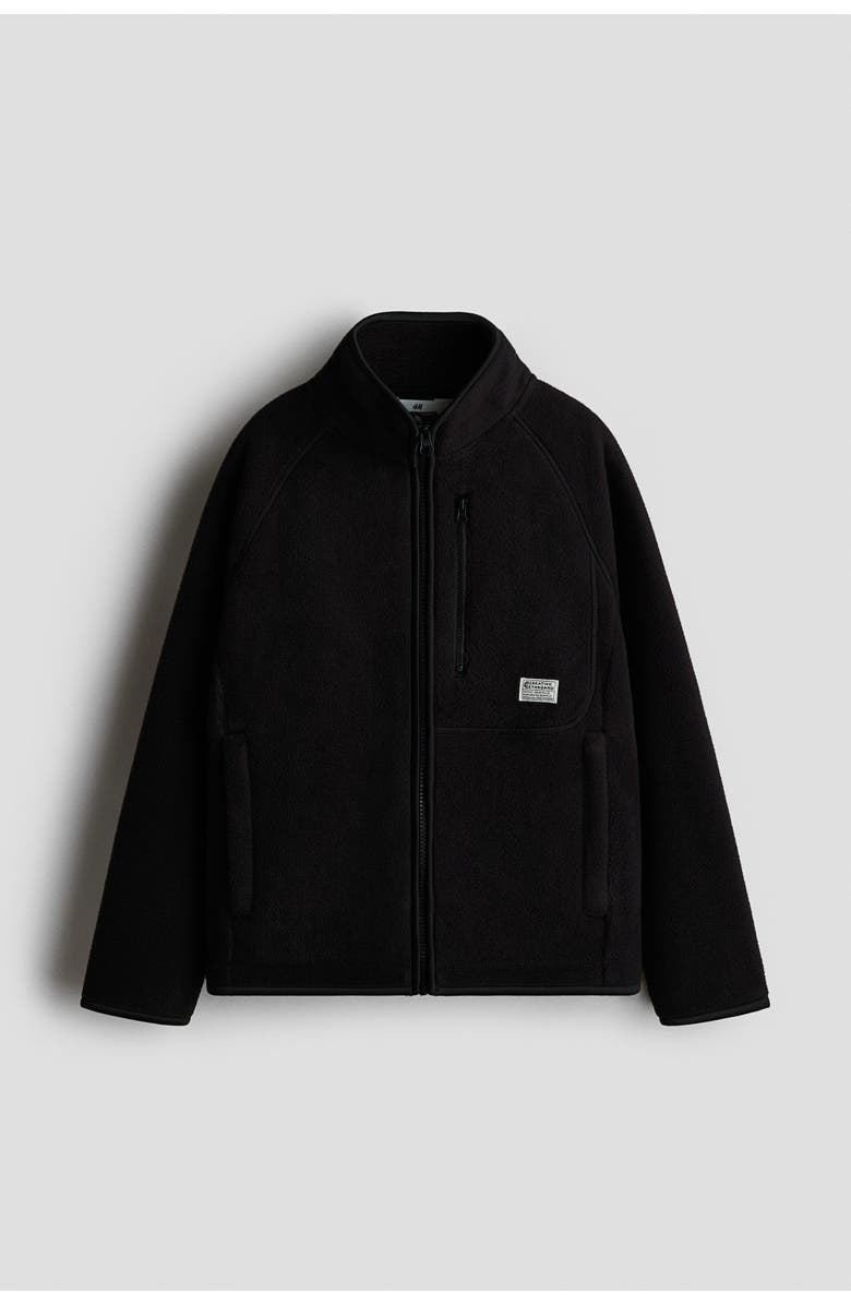 H&M Fleece Jacket, Main, color, Black