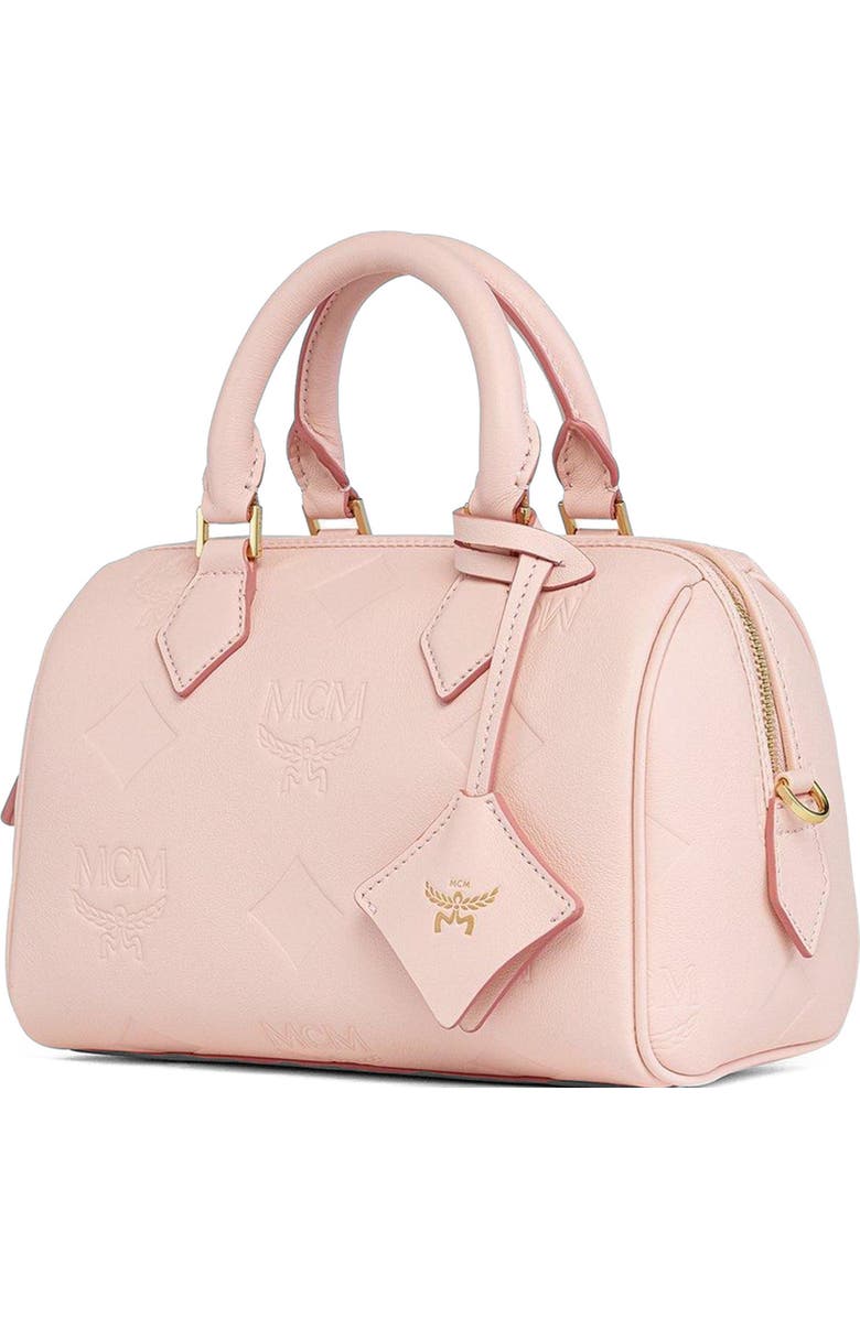 MCM Small Ella Boston Bag in Maxi Monogram Leather, Alternate, color, Lotus Pink