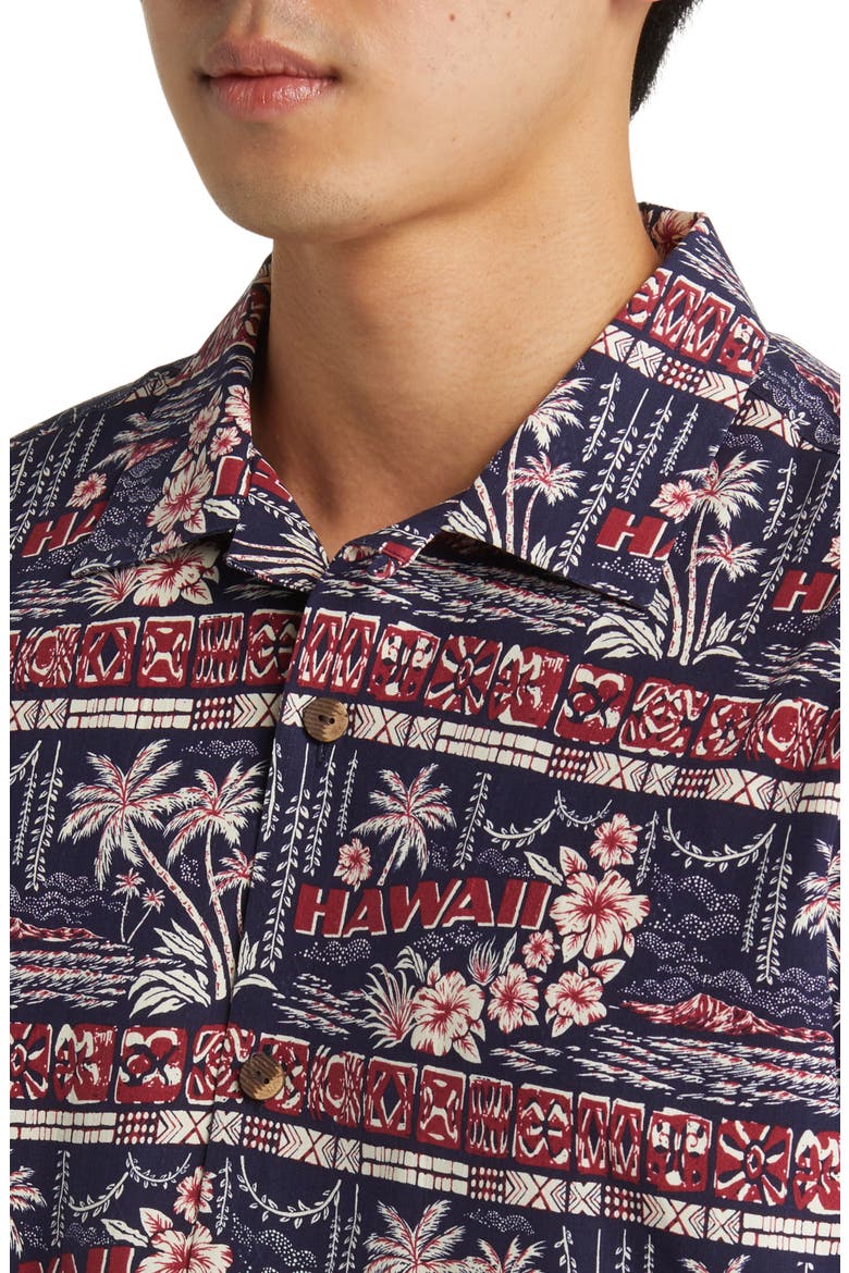 Postcard Paradise Short Sleeve Silk Button-Up Shirt, Alternate, color, COASTLINE