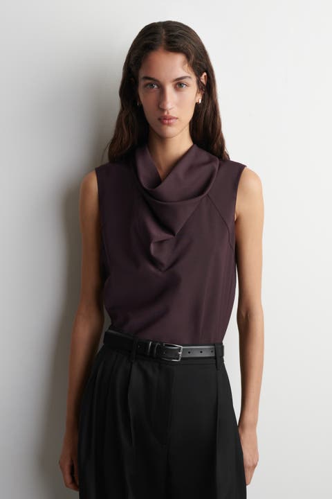 Fluid Mock-Neck Scarf Blouse