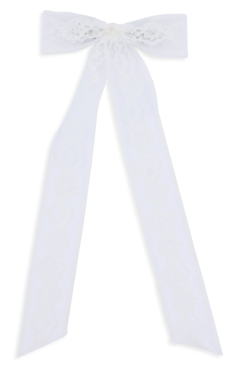 BP. Lace Bow Barrette, Main, color, Ivory