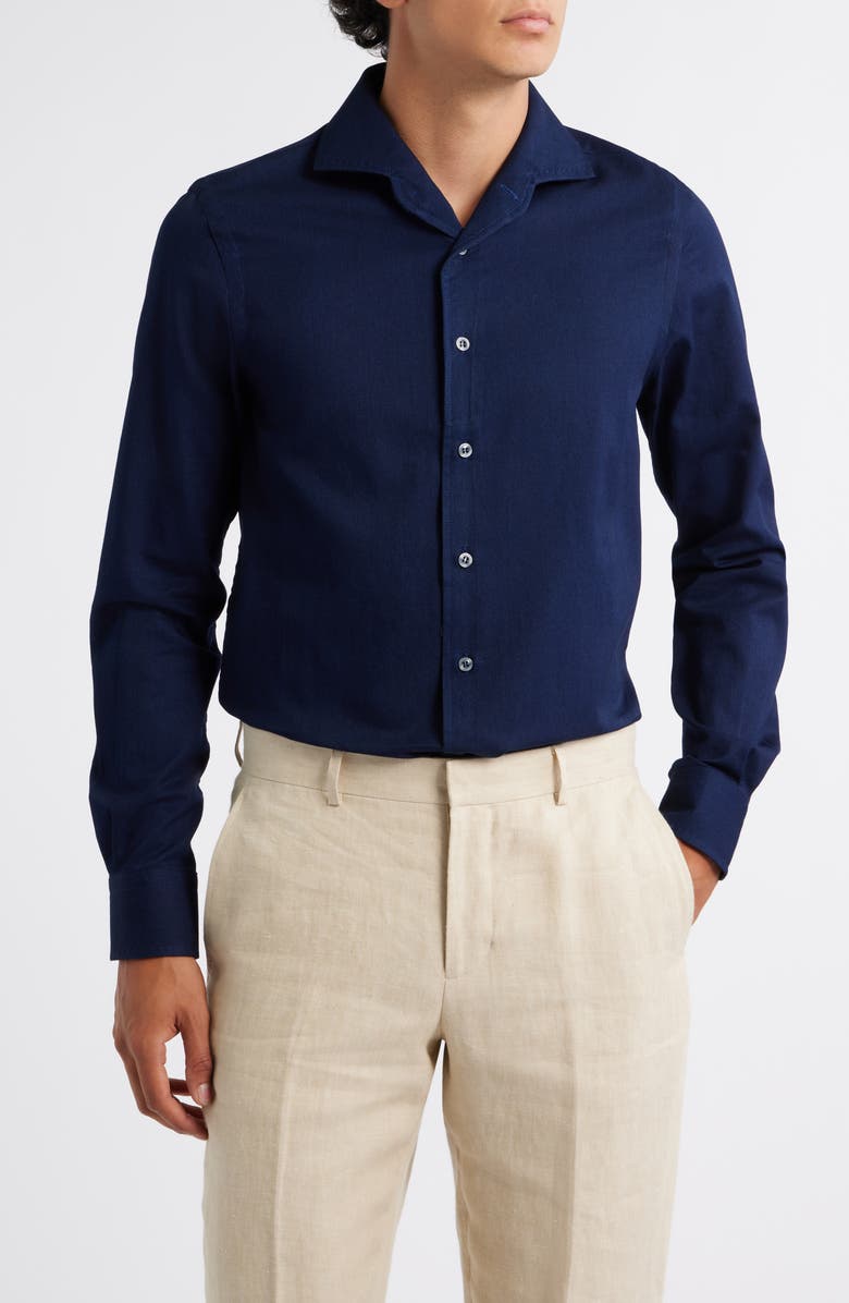 Aurélien Denim Button-Up Shirt, Main, color, Navy