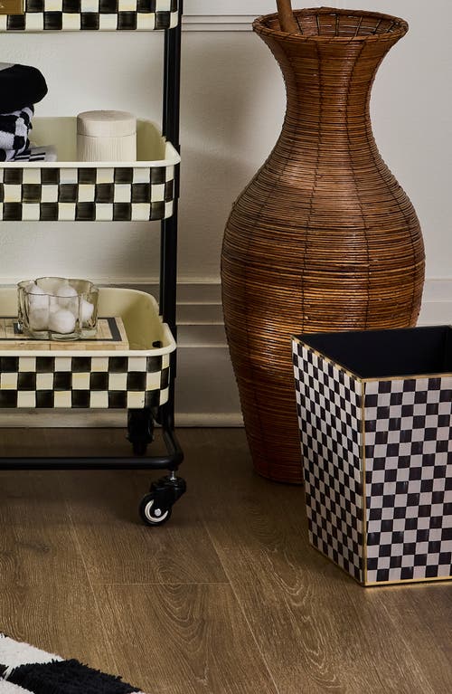 Mackenzie-childs Mackenzie Childs Courtly Check Glass Waste Bin In Black