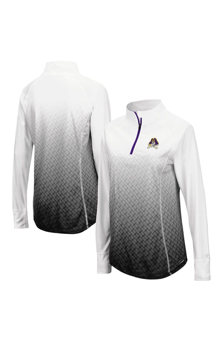 COLOSSEUM Women's Colosseum White/Black ECU Pirates Magic Ombre Lightweight Fitted Quarter-Zip Long Sleeve Top, Main, color, 
