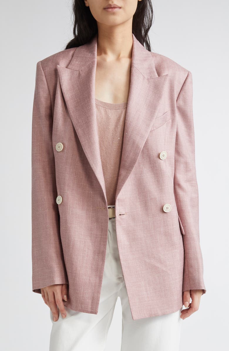 Eleventy Double Breasted Wool Blend Blazer, Main, color, Rose