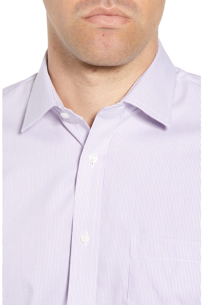 Trim Fit Non-Iron Stripe Dress Shirt, Alternate, color, PURPLE CRYSTAL