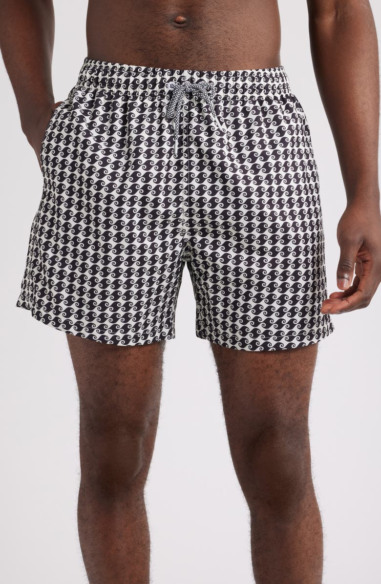 Boardies Printed Swim Trunks, Main, color, Black/ Cream