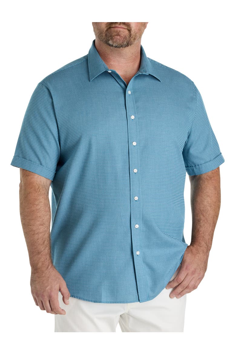 Big & Tall Micro Dobby Patterned Sport Shirt, Main, color, DEEP LAGOON