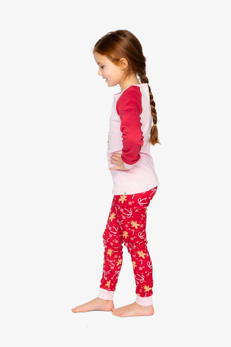 Gingerbread Organic Cotton Top Pants Two Piece Pajama Set, Alternate, color, Red Printed Gingerbread