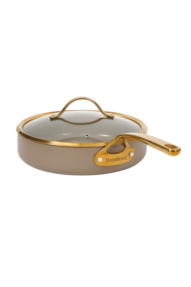 10 Inch Heavy Duty Aluminum Premium PFA Free Ceramic Nonstick Saute/Deep Frying Pan Skillet with Lid, Alternate, color, Cappuccino Cream