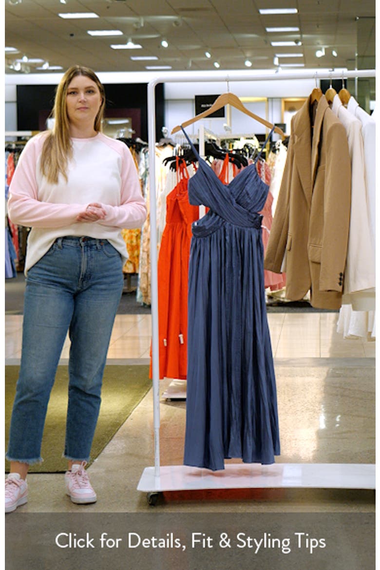 Margot Gathered Satin Midi Cocktail Dress video