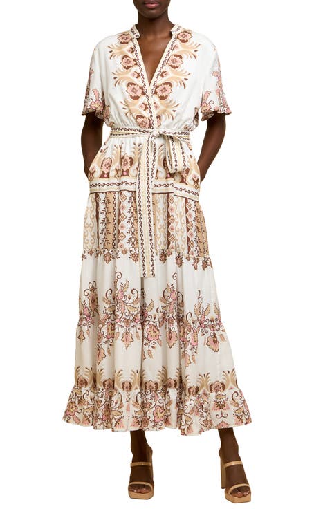 Thessa Floral Print Tie Waist Maxi Dress
