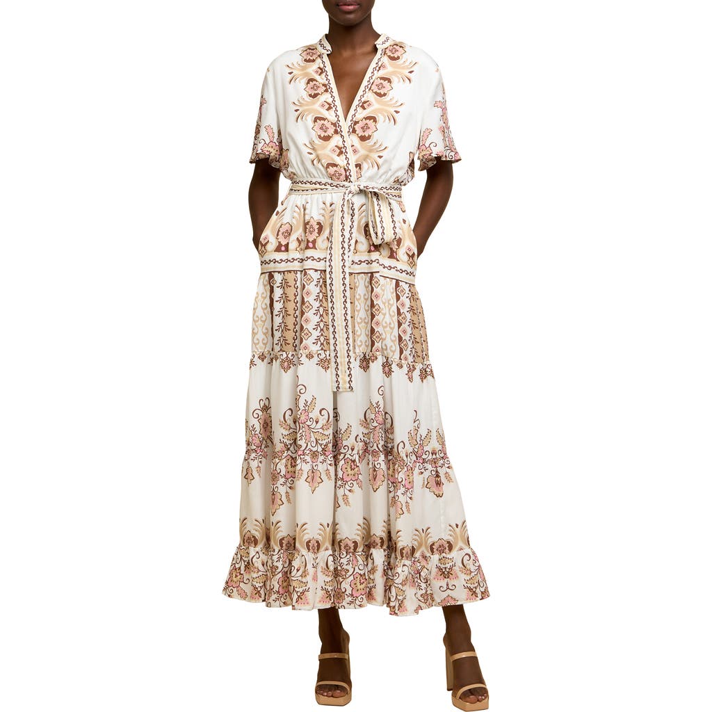 Ciebon Thessa Floral Print Tie Waist Maxi Dress