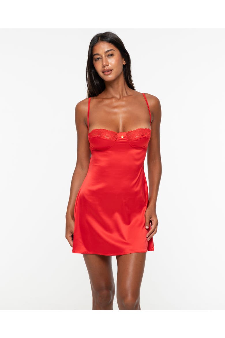 Zaya Satin Babydoll, Alternate, color, Red