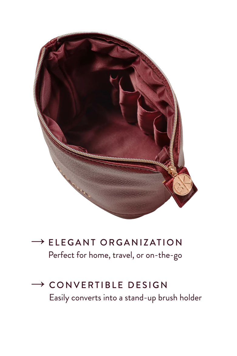 Standup Brush Holder & Travel Makeup Bag, Alternate, color, Burgundy