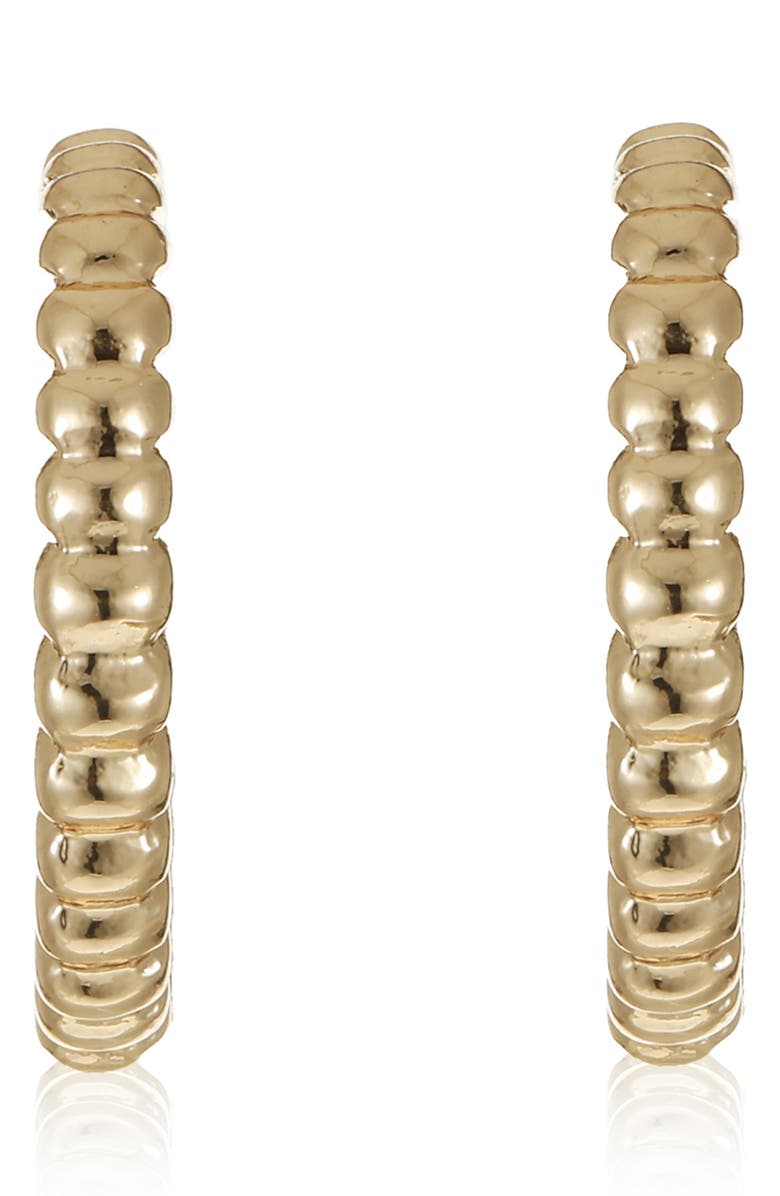 Ettika Ribbed Crescent Hoop Earrings, Alternate, color, Gold