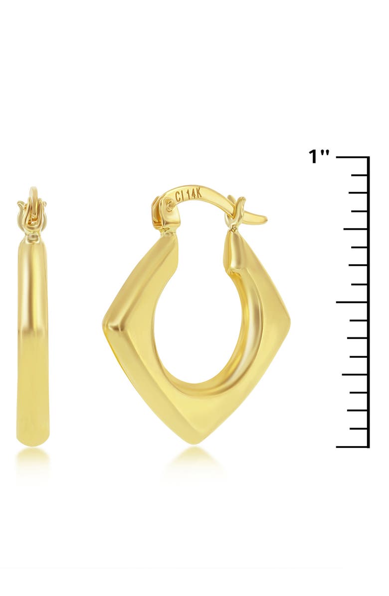 SIMONA 14K Yellow Gold Diamond Shaped Hoop Earrings, Alternate, color, Gold