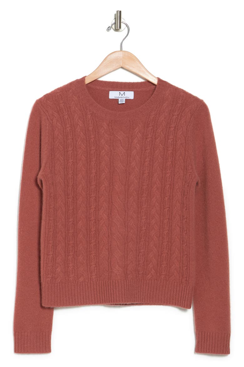 Cashmere Cable Knit Sweater, Alternate, color, DUSTY COPPER