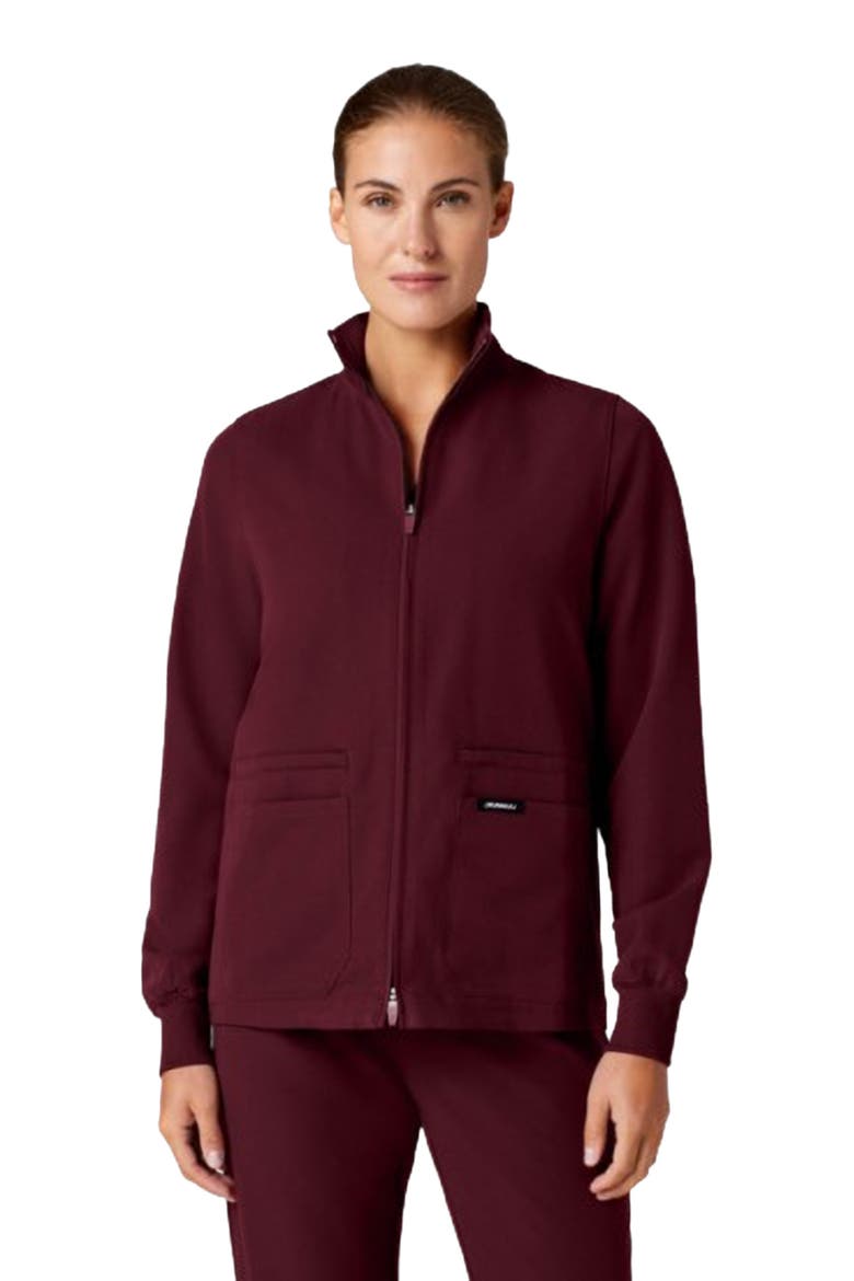 Ceri Women's 6-Pocket Classic Scrub Jacket, Alternate, color, Burgundy