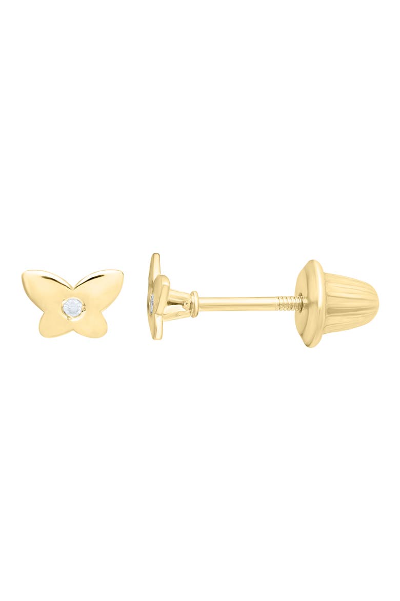 Kids' 14K Gold Diamond Butterfly Stud Earrings, Main, color, YELLOW GOLD